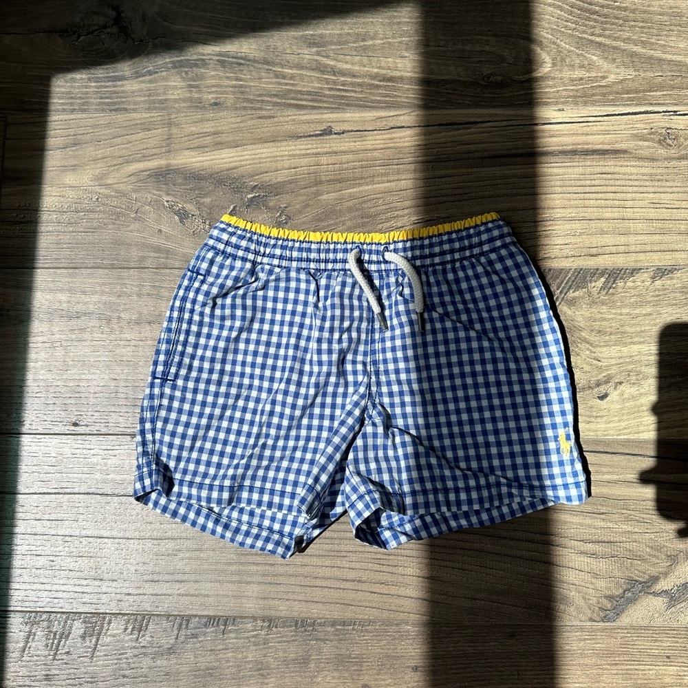 Polo Ralph Lauren Blue Gingham Swim Trunks